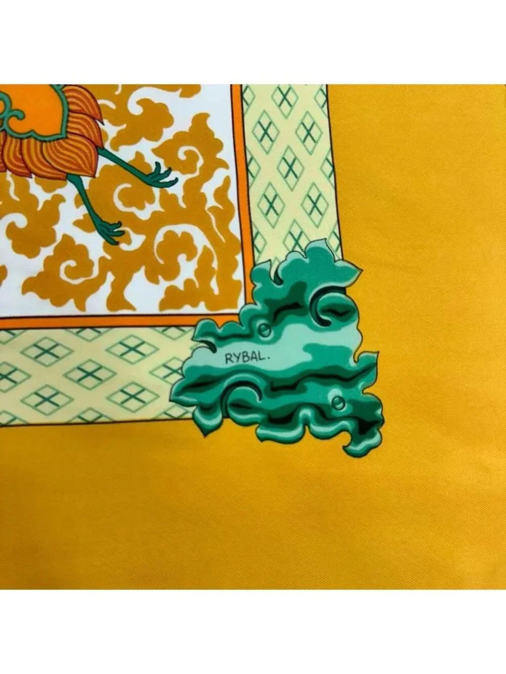 Hermes Carre 90 Nikko Toshogu Silk Scarf Yellow